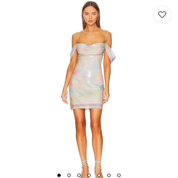Amanda Uprichard Jacinta Rainbow Sequin Dress in Glow - Picture 1 of 9